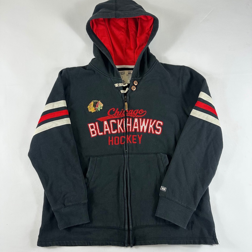 CCM Chicago Blackhawks‎ Hockey Womens XL Full Zip Hoodie Athletic Equipment Red